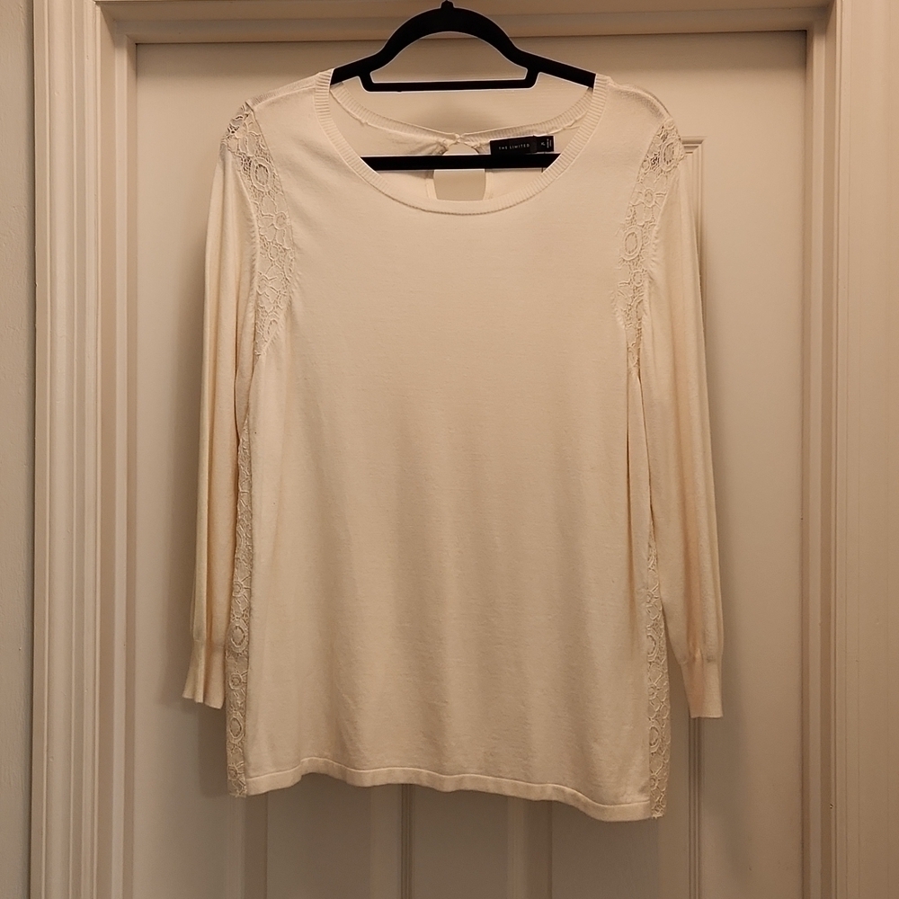 The Limited | Lace Trim Lightweight Sweater Top - Picture 2 of 4